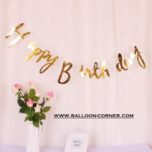 Bunting Garland HAPPY BIRTHDAY Warna Gold & Silver