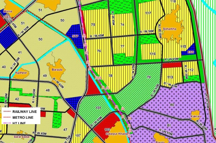  Plan 2031 shows the proposed metro route touching the Sector 7X area: