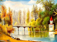 Landscape Painting: Bridge Over The River
