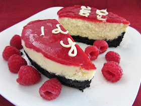 mini heart shaped raspberry white chocolate cheesecake