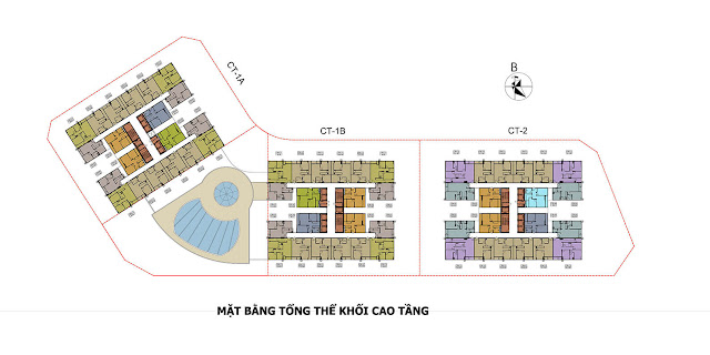 Mặt bằng tổng thể khối cao tầng dự án Hateco Apollo