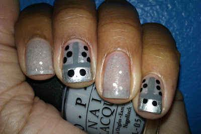 OPI, silver, ladybug, polka dot, glitter, nail art, mani