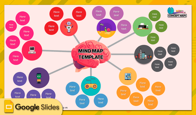 29. Google Slides mind map template circles with images