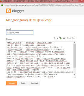 tempel kode html IG anda