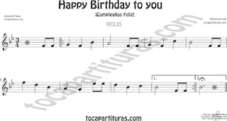  Violín Partitura de Happy birthday to you (Cumpleaños Feliz) Sheet Music for Violin Music Scores