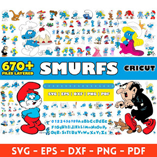 Smurfs mega big bundle svg png clipart vector Font Files for Cricut Cut Files Layered Alphabet Numbers Symbols