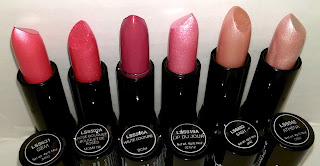 NYX round black lipsticks Gem Haute Couture Lip Du Jour Sash Athena Boquet Roses