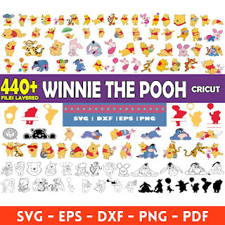 Winnie The Pooh Layered mega big bundle svg png clipart cricut files