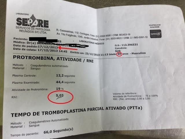 CUBANADA LETAL - MÉDICO DOBRA DOSE DE MAREVAN EM PACIENTE COM INR ALARGADO-por Perito.med