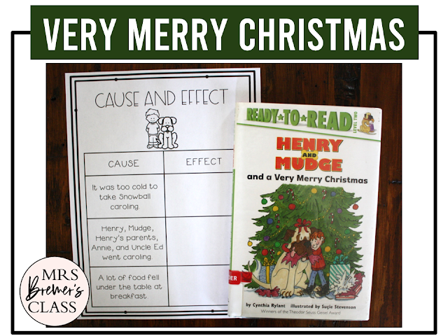 Henry and Mudge and a Very Merry Christmas book activities unit with literacy printables, reading companion activities, and lesson ideas for First Grade and Second Grade