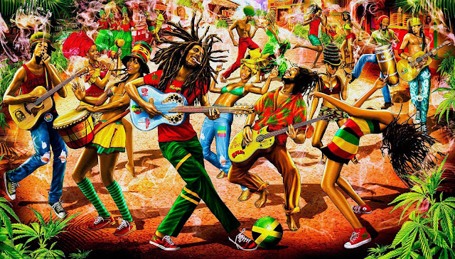 MusicLoad.Com celebrates Bob Marley's 70th.  Painting by Rob de Bank (robdebank.com)
