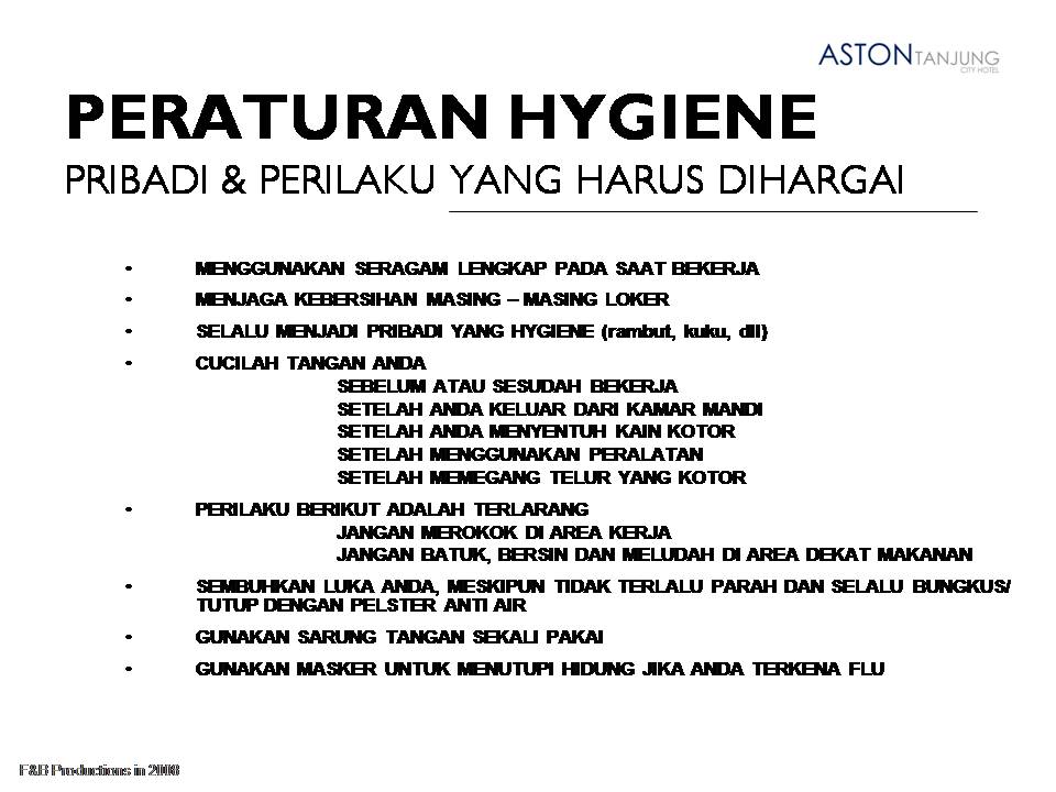 Basic Hygiene and Food Safety Juru Masak ~ EXECUTIVE CHEF 