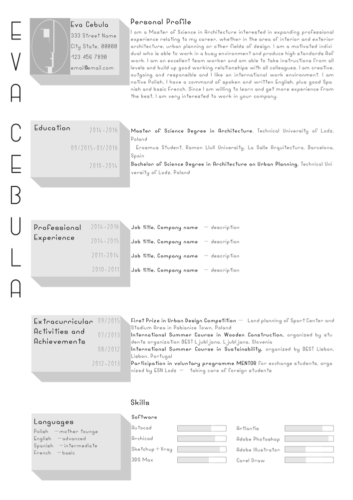 Contoh CV, Portofolio untuk Arsitek Junior dan Desain 