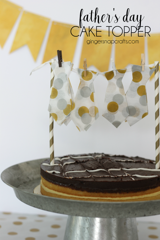 Father's Day Cake Topper at GingerSnapCrafts.com #cake #papercraft