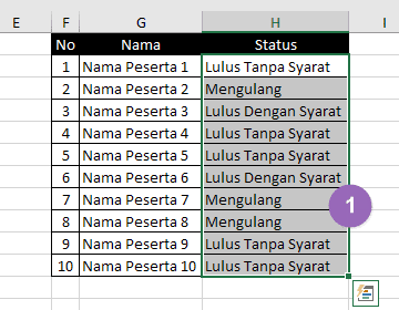 Cara menandai sel yang berisi teks 2