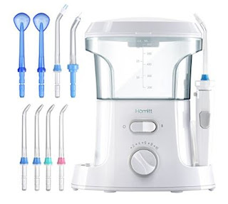 Homitt Water Flosser, FDA Approved Family Countertop Dental Oral Irrigator with 9 Multifunctional Tips, 10 Pressure Setting Professional Teeth Cleaner for Easy Dental Care 