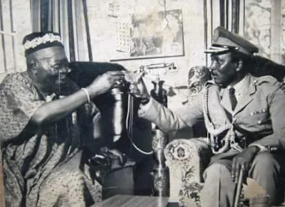 Oba Adesoji Aderemi and General Yabuku Gowon. A toast to one Nigeria.