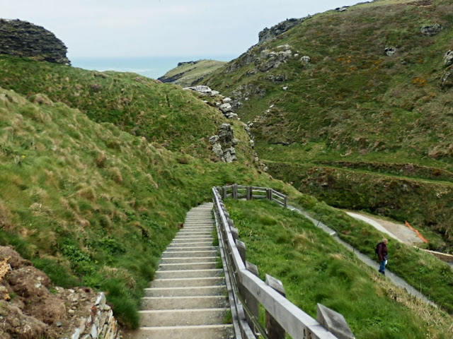 Steps down to sea level and entrance to King Arthur's Castle at Tintagel