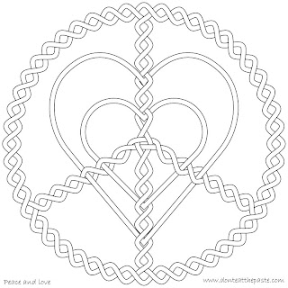 Peace and love coloring page