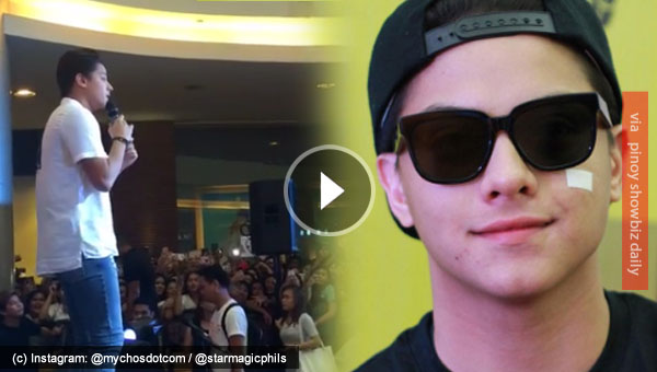 Daniel Padilla gets distracted from singing by loud cheers of fans