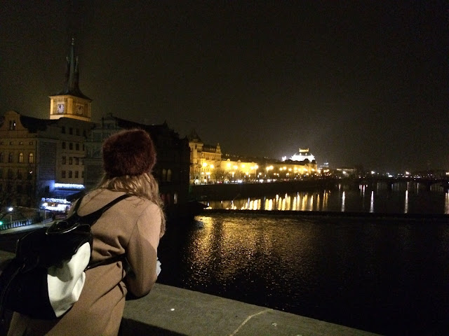 Prague Bridge at night