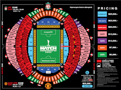 Harga dan Cara Beli Tiket Nonton Liverpool vs Manchester United di Bangkok Thailand