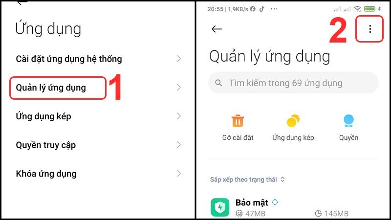 Chọn biểu tượng ba chấm ở góc phải màn hình
