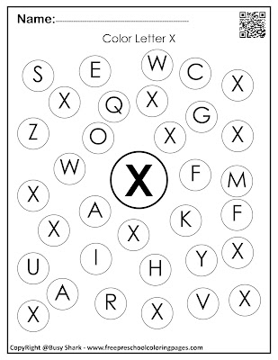 Letter X dot markers free preschool coloring pages ,learn alphabet ABC for toddlers