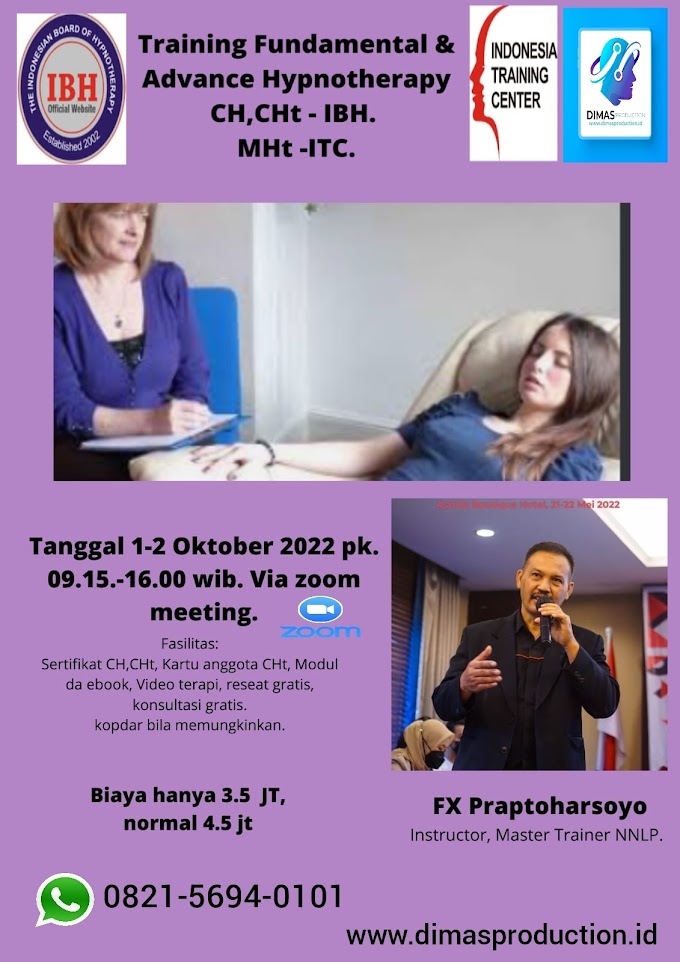 WA.0821-5694-0101 | Certified Hypnotist (CH), Certified Hypnotherapist (CHt), Master Hypnotherapist (MHt) 1 Oktober 2022