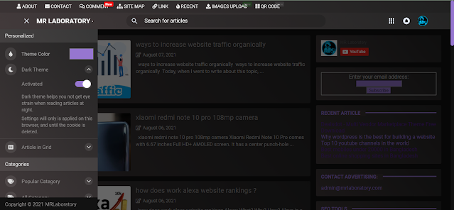 Dark mode on mrlaboratory blogger template