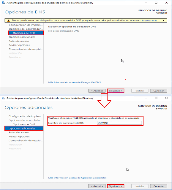 Windows Server 2016: Promocionar un servidor a controlador de dominio de Active Directory. - Nombre NetBIOS.