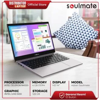 Advan Soulmate: Laptop Murah dengan Prosesor Intel Celeron N4020, RAM 4GB, dan Penyimpanan eMMC 32GB