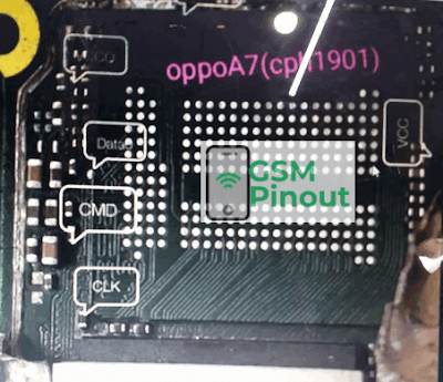 Oppo A7 CPH1901 ISP(EMMC) Pinout For EMMC Programming Flashing And Remove FRP Lock
