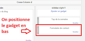 Glisser le gadget contact Blogger