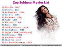 Zoe Saldana Movies From After Sex, Blackout, Vantage Point, Star Trek, The Skeptic, Avatar, The Losers, Takers, Death at a Funeral, Burning Palms, Kaylien, Colombiana, The Words, Blood Ties, Star Trek Into Darkness [Picture Download]