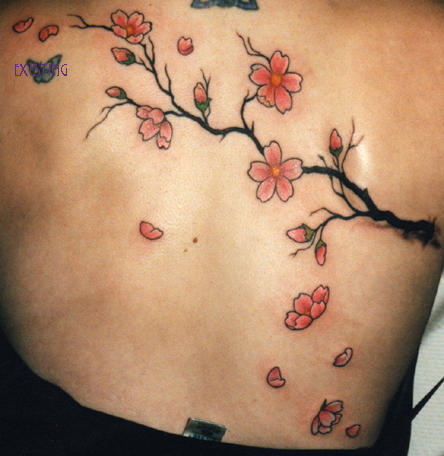 japanese cherry tree drawing. japanese cherry tree tattoo.