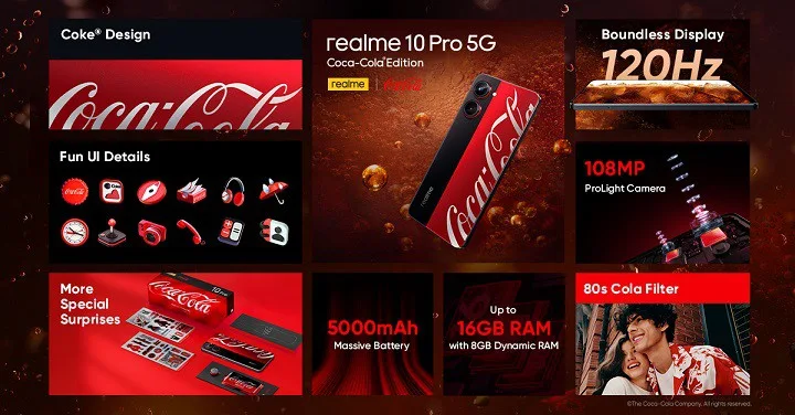 Snag the realme 10 Pro 5G Coca-Cola® Edition for as low as P18,499 this March 19 on Shopee