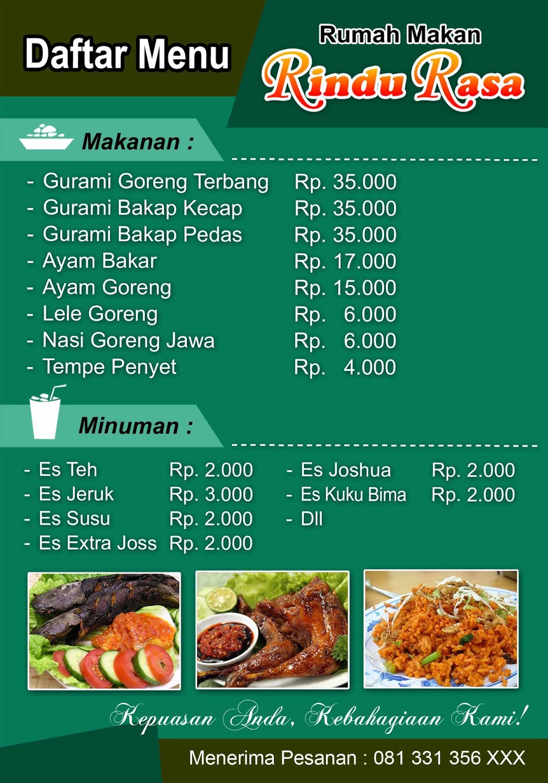  Desain  daftar menu  makanan  psd GRATIS Monggo 