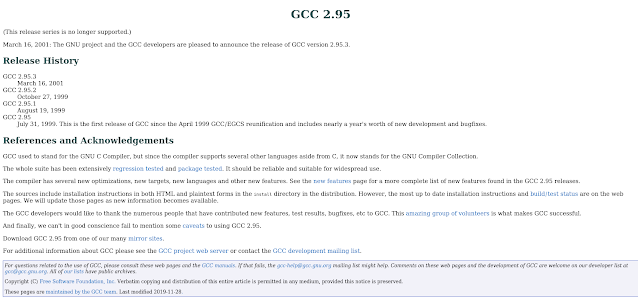 O nome EGCS substituído por GCC no lançamento da versão 2.95
