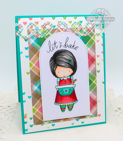 Little Girl with Mixing Bowl saying Let’s Bake card