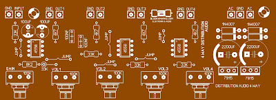 Layout PCB Audio Distributor 4 Way Komplit