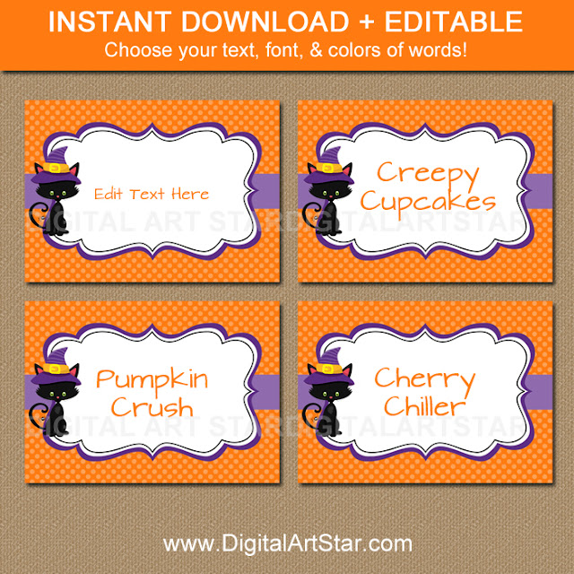 Digital Art Star: Printable Party Decor: Halloween Cat 