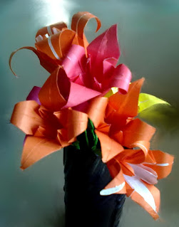 paper flowers in a vase