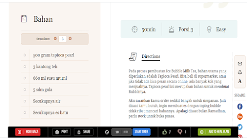 Resep Membuat Minuman Boba di Rinaresep.com mudah dikalkulasi