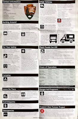 Zion National Park Information Sheet