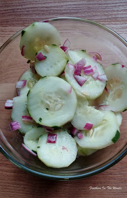 Cucumber salad with red onions