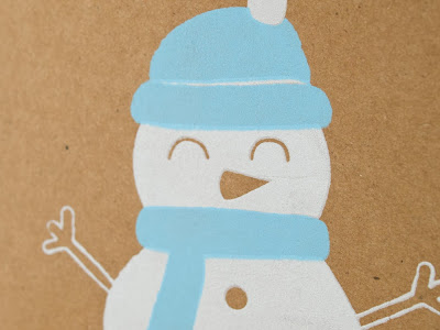 Happy Snowman screen printed card 2