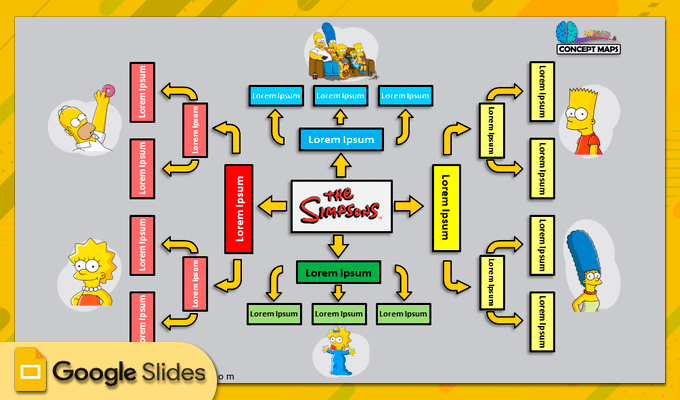 35. Google Slides mind map template with rectangles