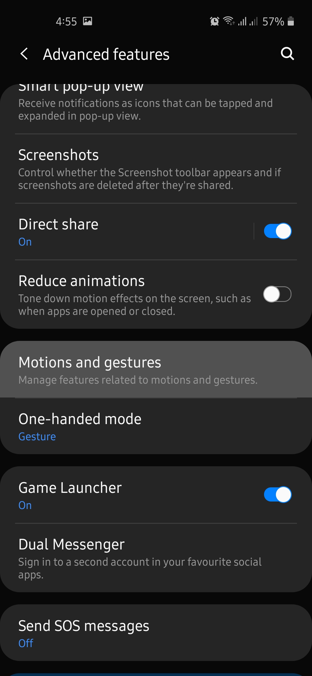 Tap Motions and gestures