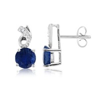 Round Sapphire and Diamond Earrings